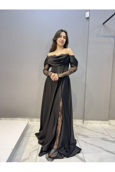  DANTEL DETAYLI SATEN ABİYE