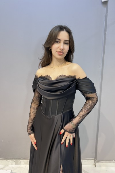  DANTEL DETAYLI SATEN ABİYE